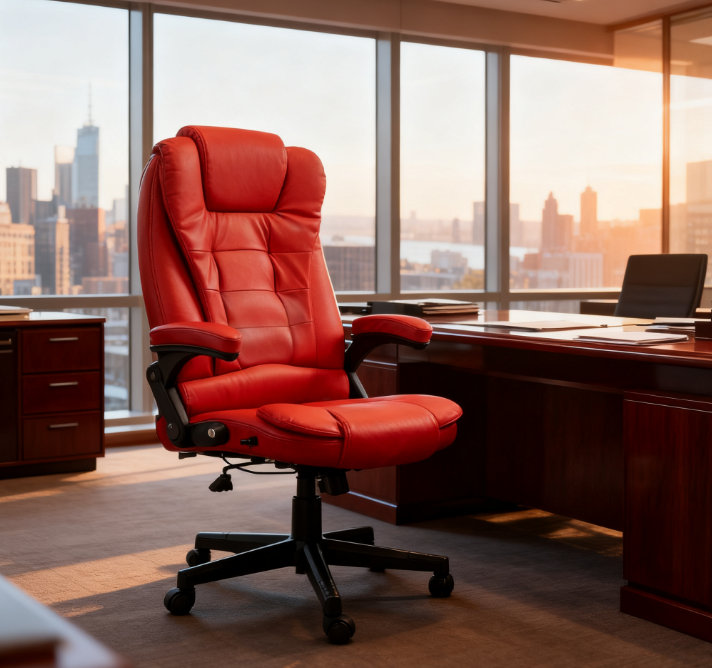 Fauteuil de bureau de massage chauffant inclinable avec télécommande