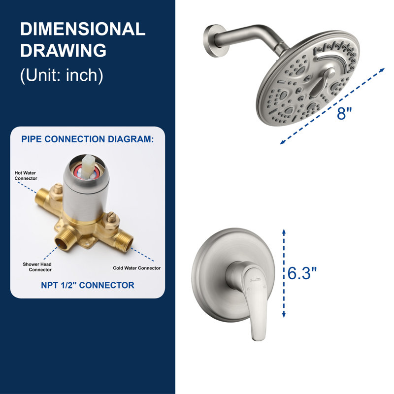Ensemble de robinet de douche, Nickel brossé