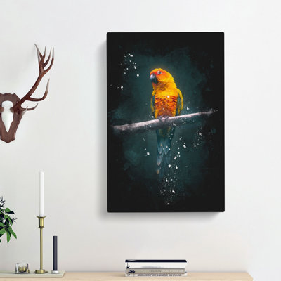 Perched Parrot - Wrapped Canvas