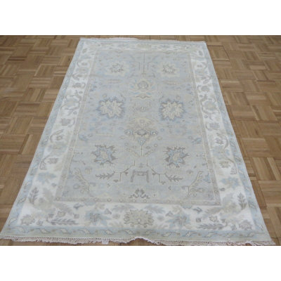 Tapis décoratif en laine noué à la main de conception unique 4 pi 1 po x 6 pi Broadhurst
