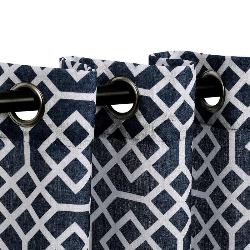 Semi Sheer Curtain Pair, 52" W x 84" L, Navy Blue
