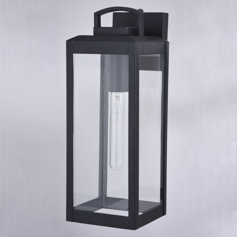 Applique murale d'extérieur 1 lumière H 16,75 po Haviler, H 16,75 po x l 6 po x P 7 po, Noir texturé