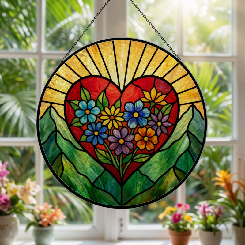 Vitrail de fenêtre en verre coloré 7,8 "H, H 7,8 po x l 7,8 po