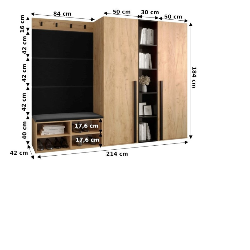 Jasmeen Hall Tree with Bench and Shoe Storage, White/Beige