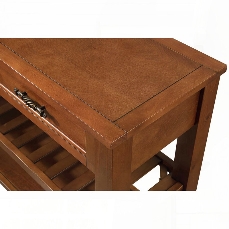 Console Mid-Century avec 2 tiroirs et 2 tablettes à niveaux - brun, 42 po, Brun