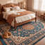Tapis Urgup traditionnel persan audacieux, bleu sarcelle, or et crème, lavable en machine, antidérapant, à poils courts, pour l'intérieur et l'extérieur, adapté aux animaux domestiques, idéal pour le salon, la chambre, la salle à manger, l'entrée, le couloir ou le bureau.-682838624