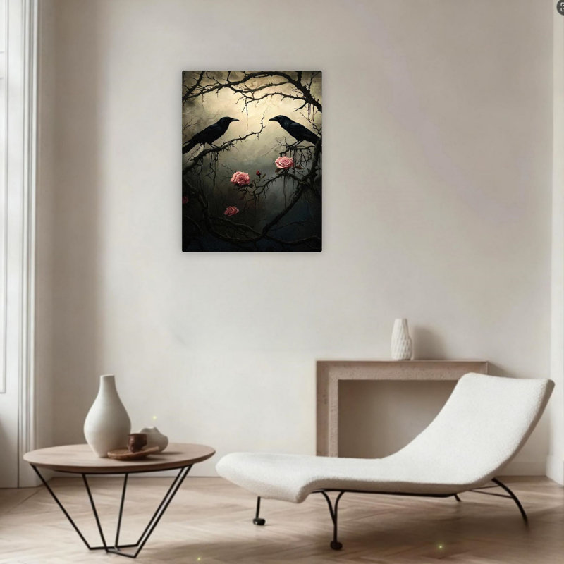 Art mural 24 "x 36" Ravens and Roses