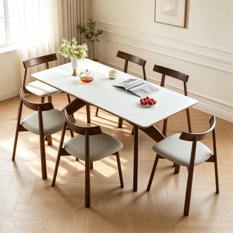 Table Mid-Century en pierre frittée, 29.5" H x 63" W x 31.5" D, 7