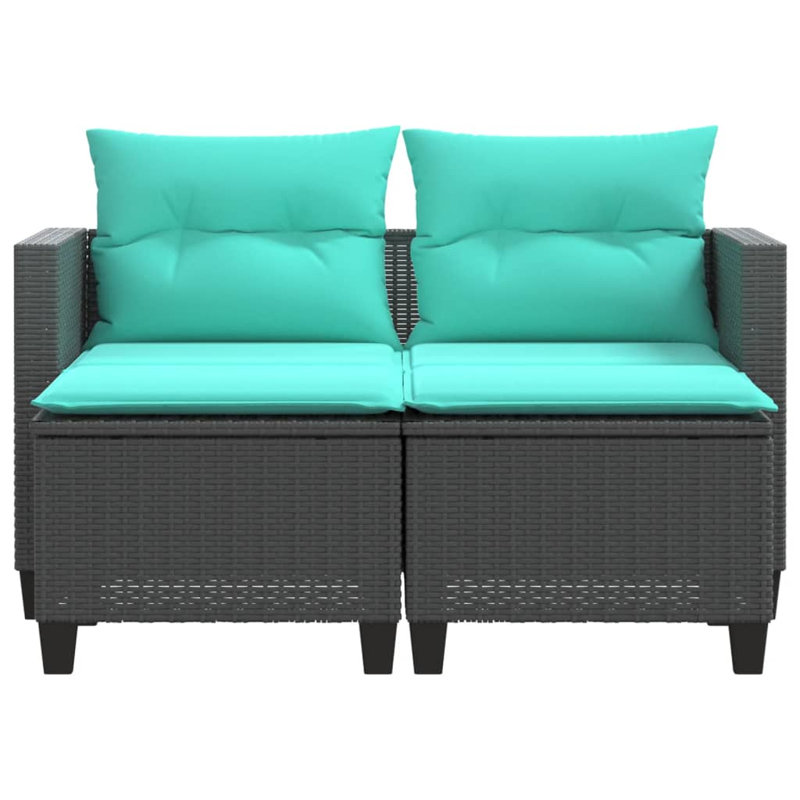 48'' Wide Rectangle Patio Sofa with Cushions, Blue/Black