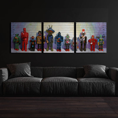 'Epic Art 'Line-Up' by Eric Joyner, Acrylic Glass Wall Art, 3 Piece Set