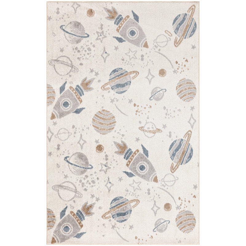 Tapis d'intérieur lavable à la machine Burrillville, Rectangle 3 pi 3 po x 5 pi, Ivoire ivoire
