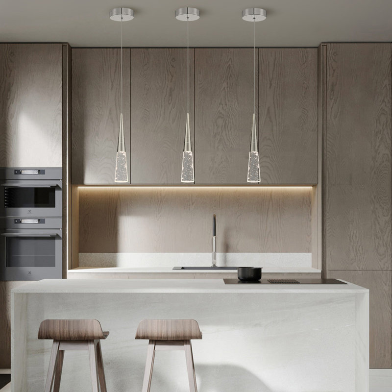 Luminaire suspendu simple à 1 lumière DEL, Nickel brossé