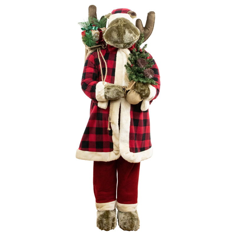 Moose Santa Claus Standing Christmas Figure 48"