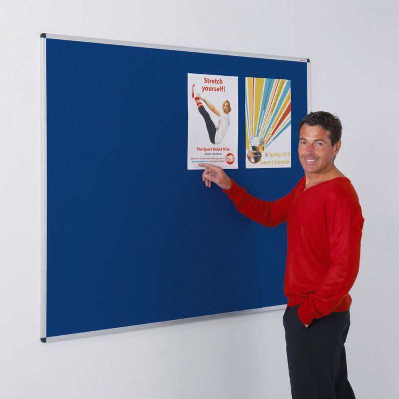Wall Mounted Bulletin Board, 60 cm H x 90 cm W, Blue