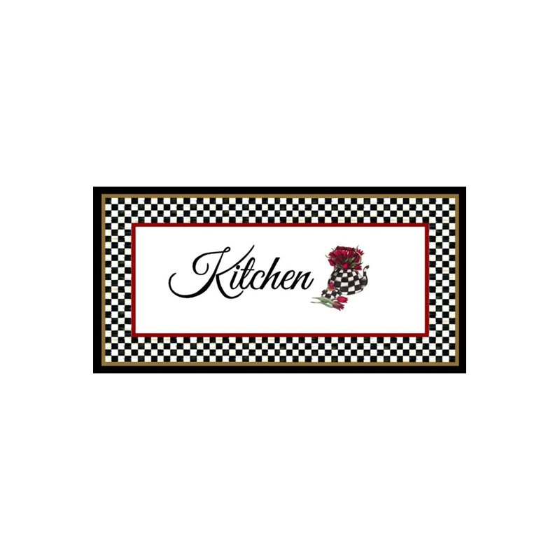Tapis noir / blanc / rouge en polyester tissé à la machine 2 pi 7 po x 4 pi 11 po Harkarunjot