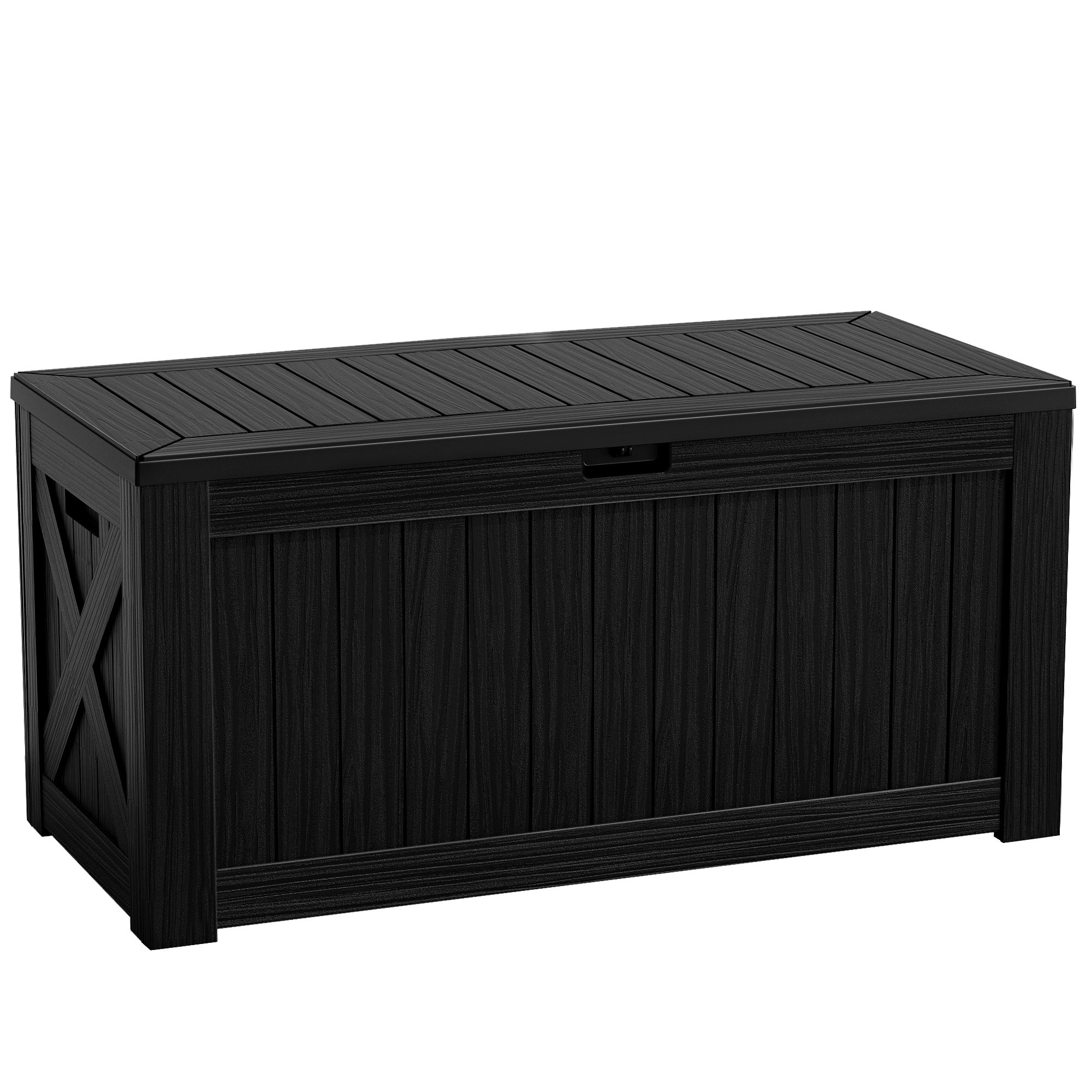 GUNJI 120 Gallon Outdoor Indoor Storage Box, Large Lockable Resin Deck
