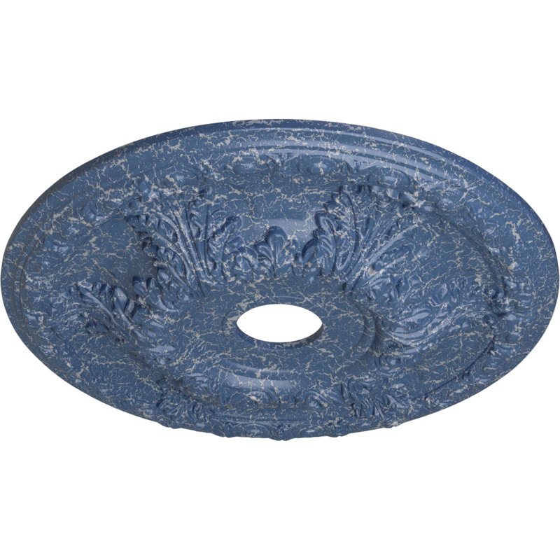 Endurathane Granada Ceiling Medallion, 23 3/8"OD x 3 5/8"ID x 2 1/2"P (Fits Canopies up to 7 1/8"), Hand-Painted Americana Crackle Finish