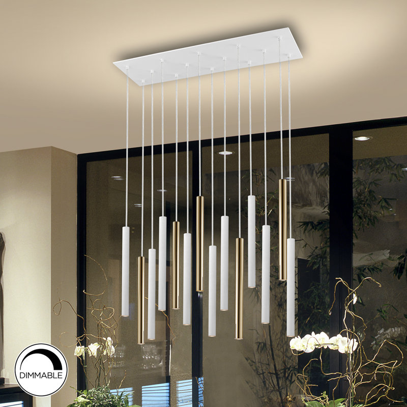 Kuhlmann 14 - Light White LED Cylinder Pendant, Gold