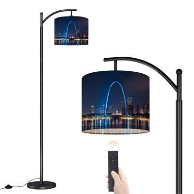 Lampe sur pied avec abat-jour réglable Arc City St Louis Lampe sur pied 3 températures de couleur à intensité variable avec interrupteur au pied pour chambre à coucher
