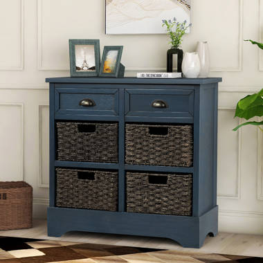 ClickDecor Nelson Storage Chest Cabinet with 2 Wicker Baskets