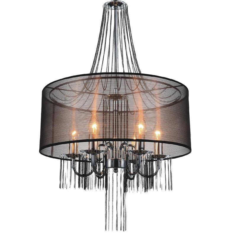 Simoneau 6 - Light Dimmable Drum Chandelier, Brown
