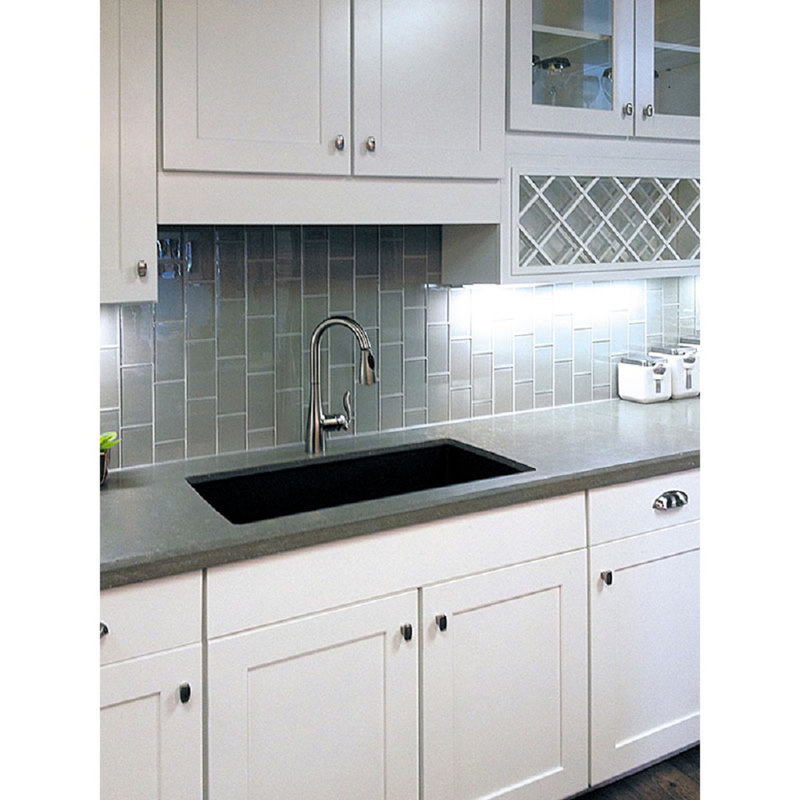 3"X 6" Polished Glass Subway Tile, Gray