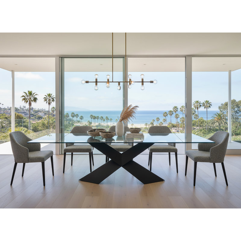 Glass Top Metal Base Dining Table