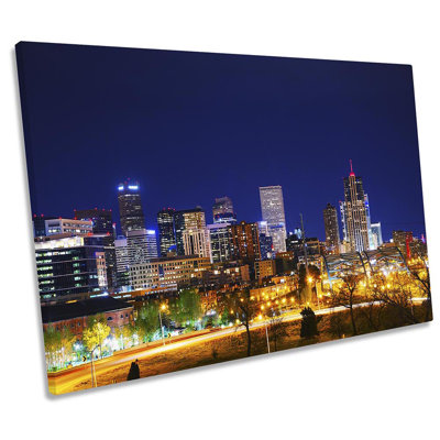 Denver Colorado City Skyline 1 Piece Wrapped Canvas Wall Art