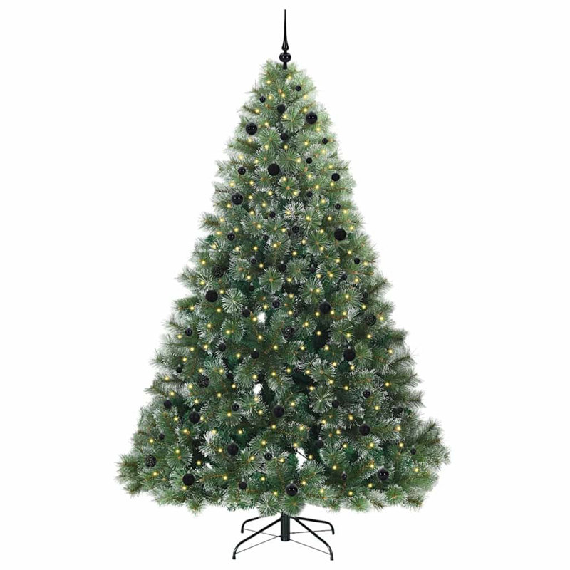 Artificial Christmas Tree with 300 LEDs Green PE and PVC, 7.87' H, Black