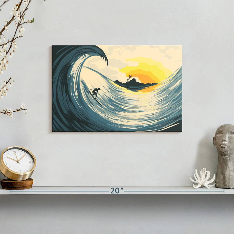 Senne Island Wave And Surfer, 8" H x 12" W