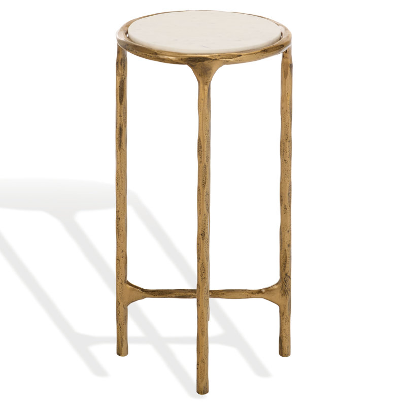 Table de bout Evelynn, Plateau en marbre blanc / base en laiton