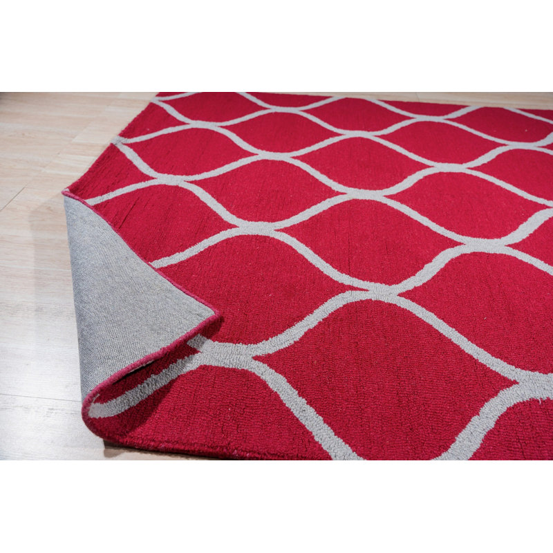 Hand Tufted Wool Area Rug in Pink