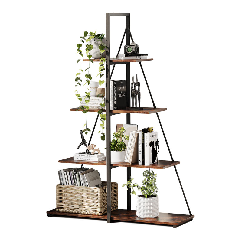 Bookcase, Black iron + retro wood board, PB