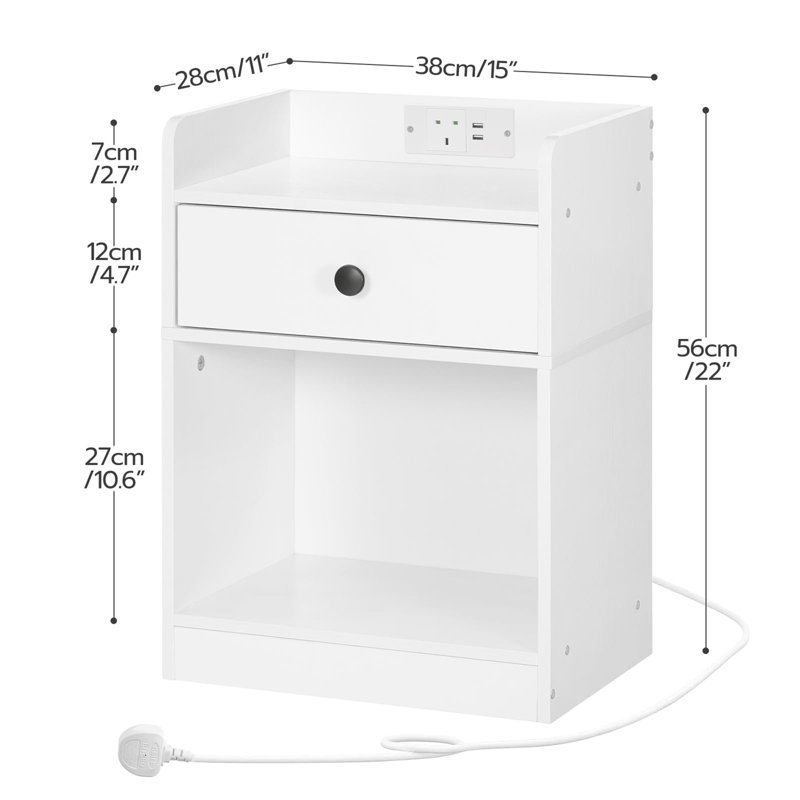 Bergsteinn 38cm W Manufactured Wood Bedside Table