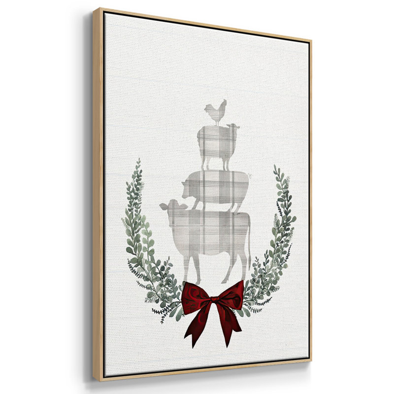 Yuletide Animals II, toile tendue avec châssis, H 25 po x l 17 po x P 1,5 po, Cadre naturel flottant