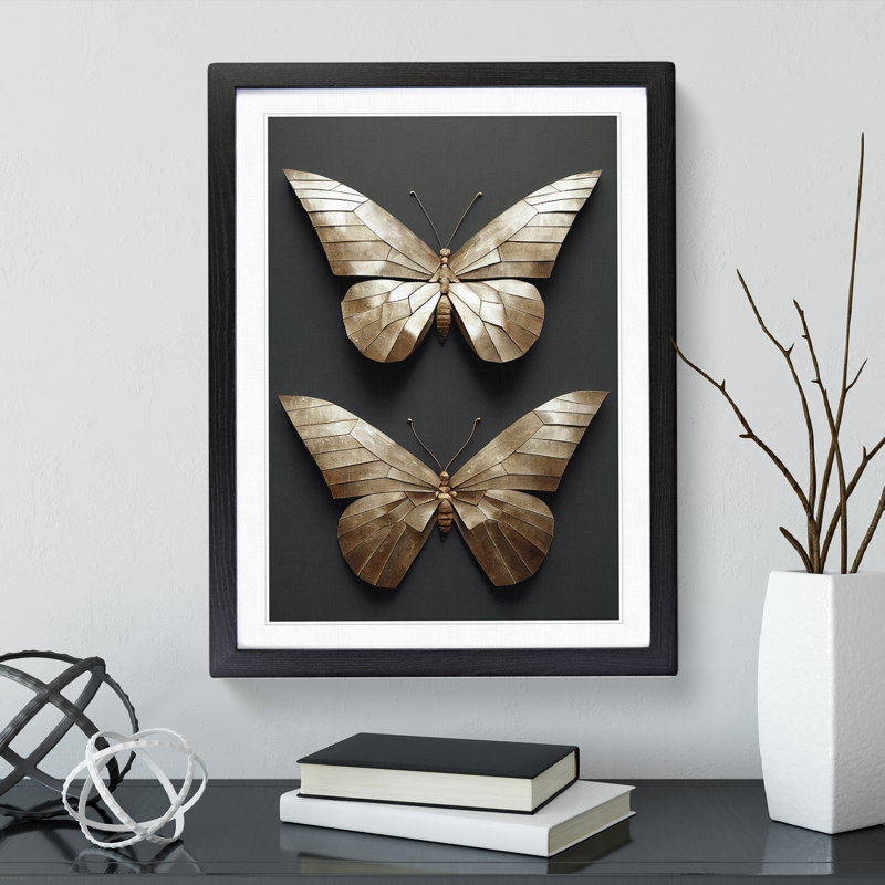 Metal Butterflies - Framed Print, Black, 64cm H x 46cm W