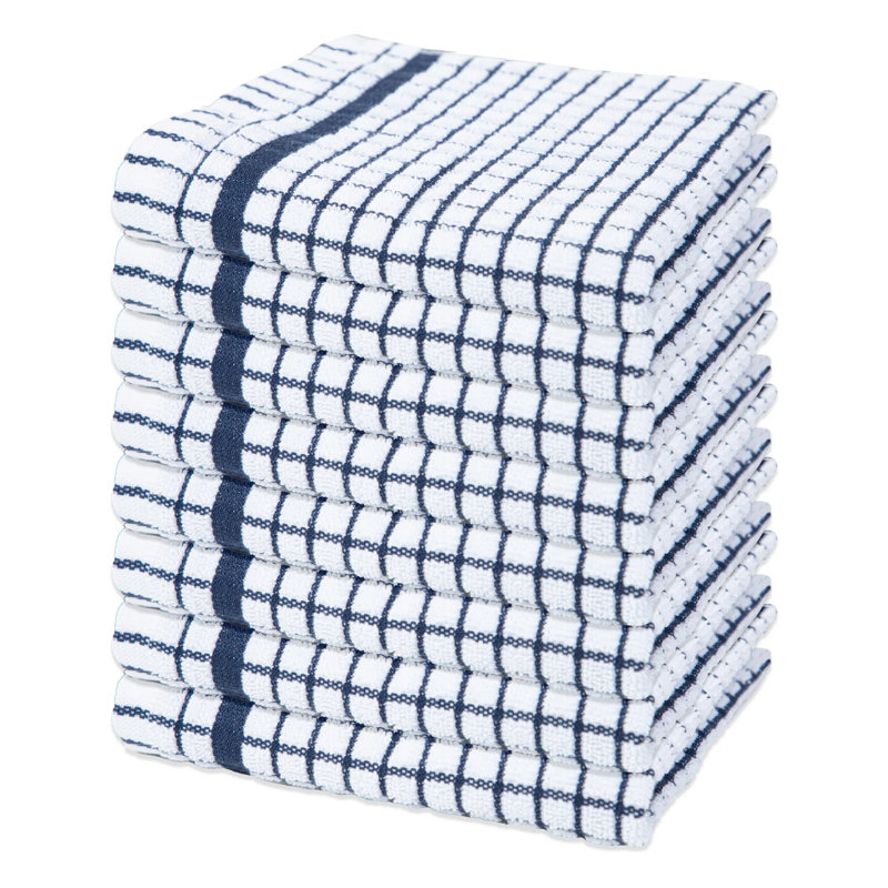 Checkered Jacquard Dish Cloth Kitchen Towel, Blue/White
