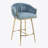 26'' Counter height bar stools Set of 2 kitchen island counter bar stool with hand- wave back, golden chromed base and footrest(BLUE)