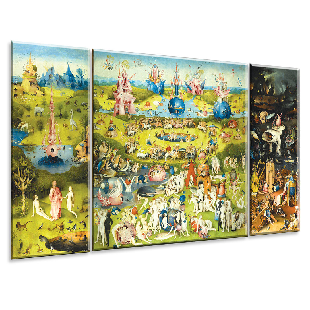 3-tlg. Acrylbilder-Set Der Garten der Freuden von Hieronymus Bosch