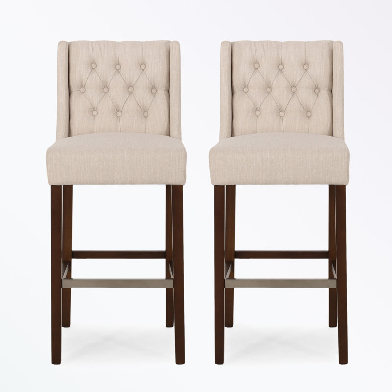 Upholstered Dining Chairs with button tufted back, Beige, 2