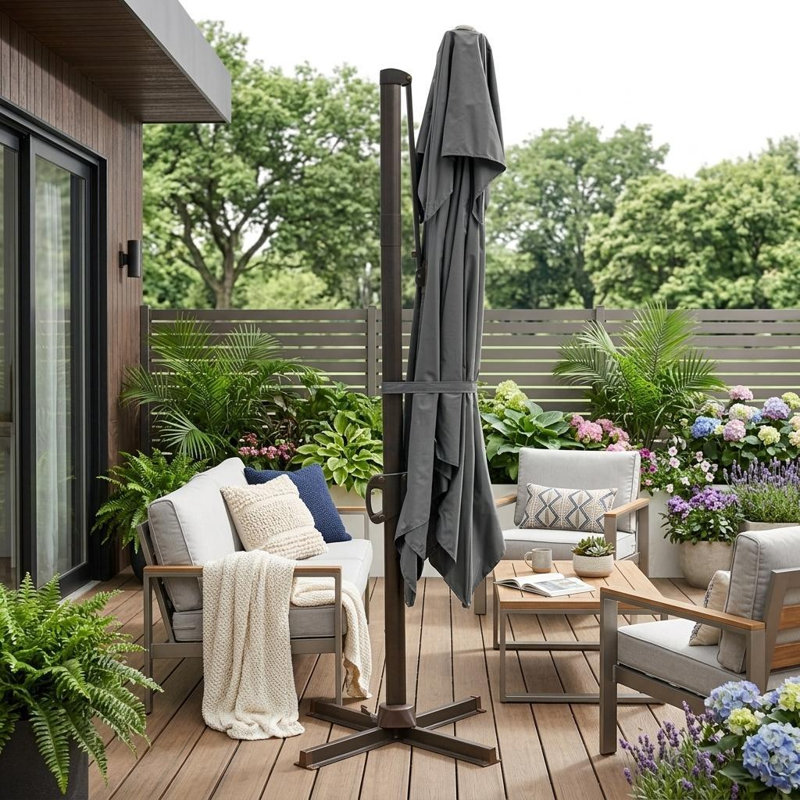 Parasol carré en porte-à-faux Dalson, Gris foncé