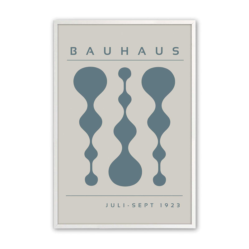 Strom Blue Retro Bauhaus, affiche I dans un cadre, Papier opaque blanc simple avec cadre photo, H 11 po x l 9 po