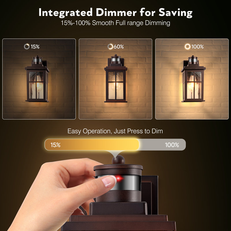 2 Packs Motion Sensor Outdoor Wall Sconce Lantern Oil Rubbed Bronze, Oil Rubbed Bronze