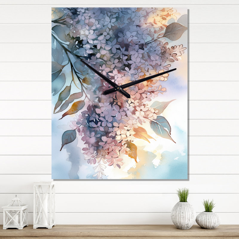 Jalene - Horloge murale lilas, H 28 po x l 12 po