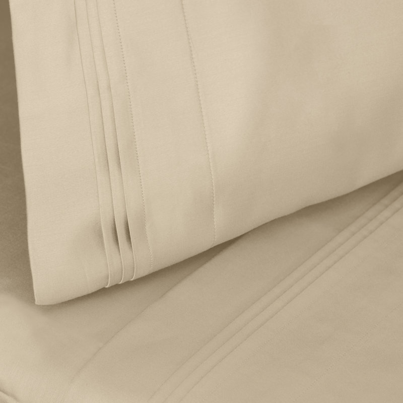 Arling 1000 Thread Count Luxury Certified Egyptian Cotton 2 Piece Sateen Pillowcase, King Pillowcase, Tan