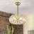 Brunel 6-Light Brass And Frosted Glass Pyramid Design Fandelier Lighted Ceiling Fan Remote Control - Brass-White