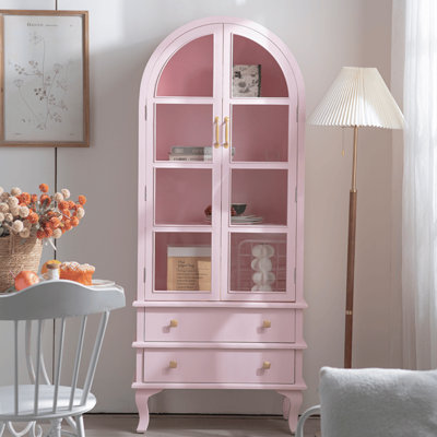 French Cream-style Pink Display Cabinet