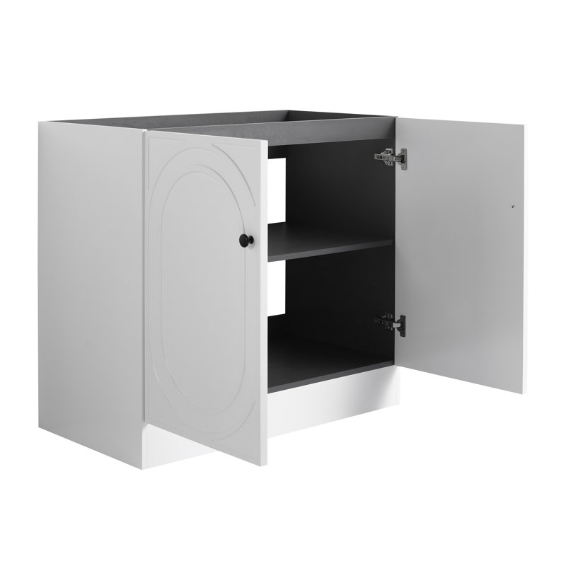 Meuble-lavabo 36 po - Contreplaqué blanc, portes à fermeture en douceur, conception attrayante de l'espace de rangement en contreplaqué