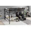Lit mezzanine double avec escalier, lit mezzanine double en métal avec tablettes de rangement, lit mezzanine haute avec garde-robe pour enfants, noir (Old Skuw2580s00037)-1398557021