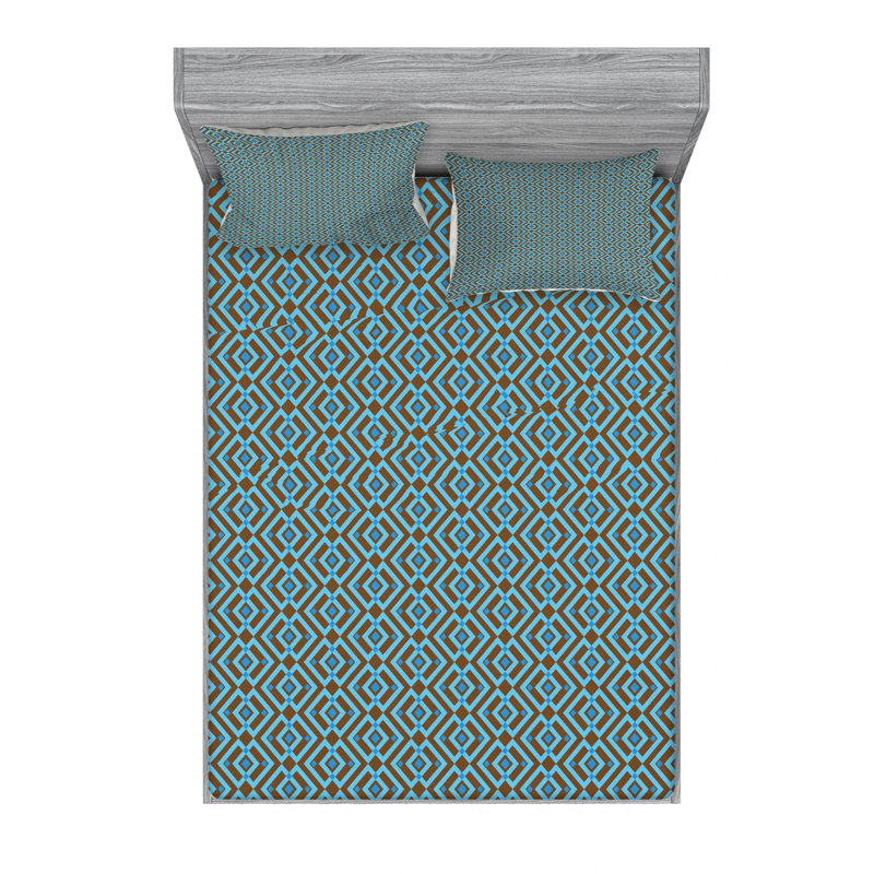 Ensemble de draps géométriques imbriqués, Ensemble de drap pour grand lit avec drap-housse